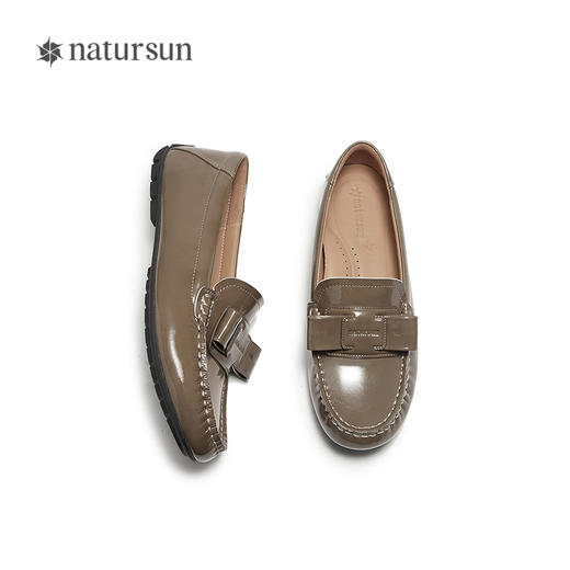 natursun英伦乐福鞋女春季复古皮扣超软小羊皮平底一脚蹬单鞋N25120816 商品图3
