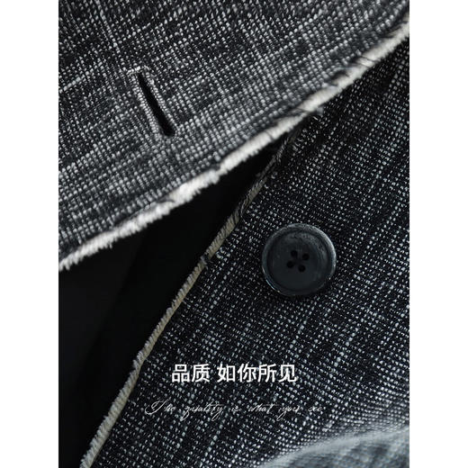 COCOBELLA轻奢撞色镶边毛边西装秋冬无领休闲西服外套SI3033 商品图3