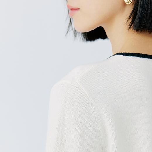 东黎 • 山羊绒女士撞色开衫 4630 商品图9