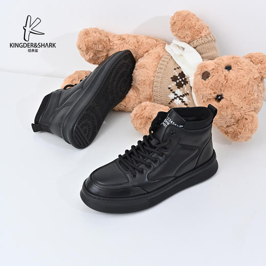 经典鲨2024年冬季新款男士时尚高帮平底加绒休闲鞋棉鞋KW08-D55301 商品图4