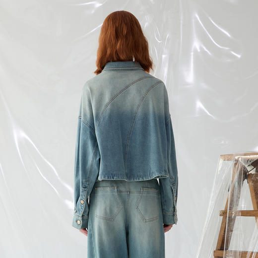 谜底短牛仔外套长袖2025春新品复古文艺风百搭显高夹克251MW0021 商品图2