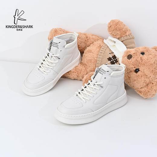 经典鲨2024年冬季新款男士时尚高帮平底加绒休闲鞋棉鞋KW08-D55301 商品图1