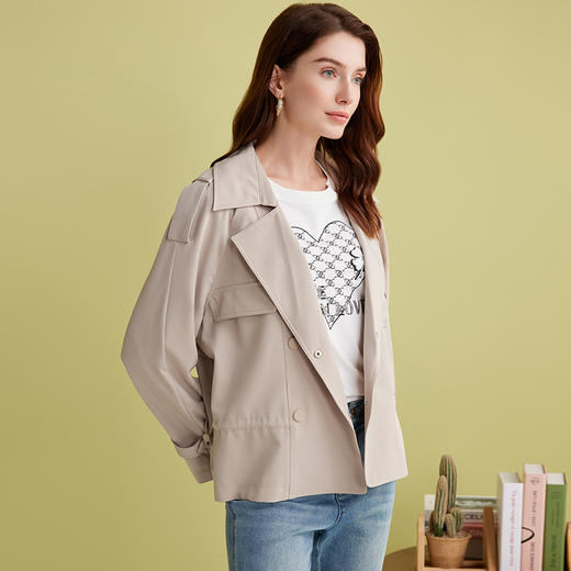 EITIE爱特爱春季新款修身气质风衣短款纯色外套7704403 商品图1