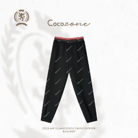 COCO ZONE 设计感撞色松紧腰束脚裤别致休闲裤CC1C2281