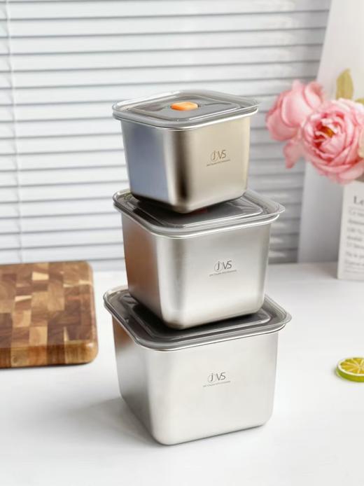【意大利 JVS 304不锈钢保鲜盒】 🔺食品级304不锈钢一体成型，不怕氧化、不怕摔 🔺微真空，带气阀，更保鲜 商品图0