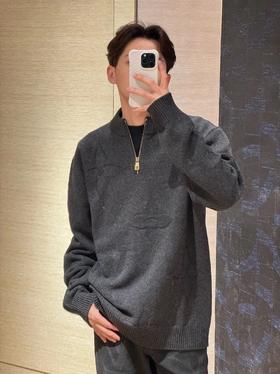 驴家 深灰花半拉圆领毛衣（JN）