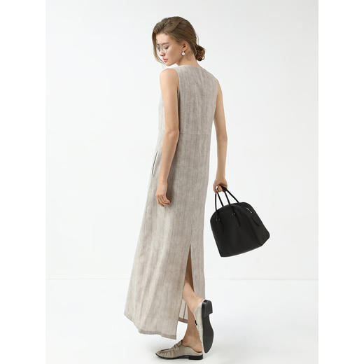 COCOBELLA设计感后开叉暗纹条纹连衣裙25春内搭背心裙FR3071 商品图3