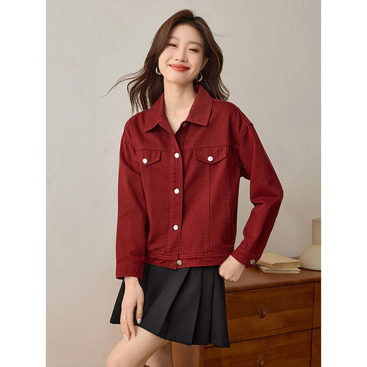 【 1件75折】熙世界休闲工装风牛仔外套短款2025春装新款小个子气质夹克上衣 商品图2