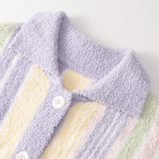 洁丽雅秋冬半边绒女睡衣甜美蝴蝶结长绒保暖柔软舒适家居服套装女 商品图7