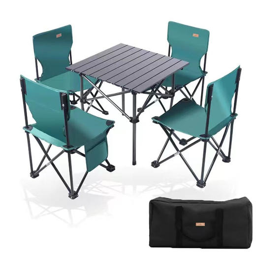 飞图乐 苍松绿-铝合金折叠桌椅-方桌五件套【LXGWCJ3.0】 商品图0