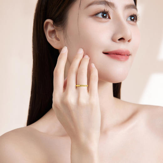 周六福黄金戒指足金爆闪碎碎冰碎金金女计价指环手饰送女友礼物 商品图4