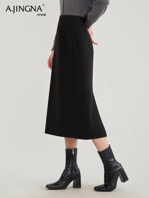 【浪漫气质】阿菁娜法式优雅轻奢羊驼毛直筒半身裙F29D213030 商品图3