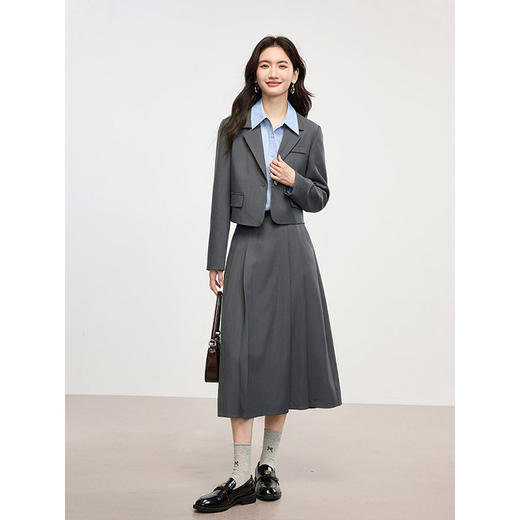【 1件75折】熙世界25春季新款职场教资正装休闲西装半身裙西服外套两件套装 商品图3