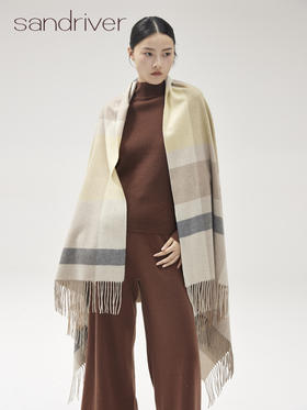 羊绒格纹提花披毯SJF95P620N