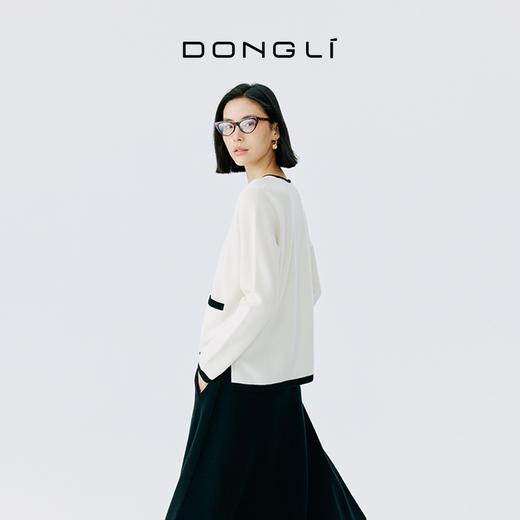 东黎 • 山羊绒女士撞色开衫 4630 商品图2