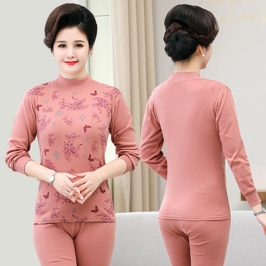 中老年秋衣秋裤女纯棉套装本命年老人大码棉毛衫妈妈保暖内衣薄款 商品图0