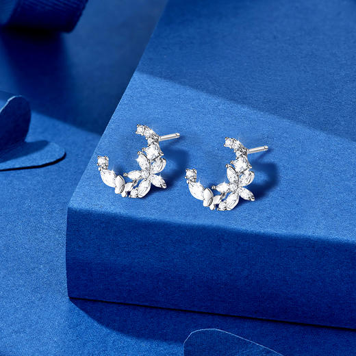 卡蒂罗/KADER 月落星河耳钉 在逃公主穿搭配饰月亮五瓣花闪闪蝶舞耳饰 满镶宝石爆闪养耳洞配饰 睡觉免摘 商品图7