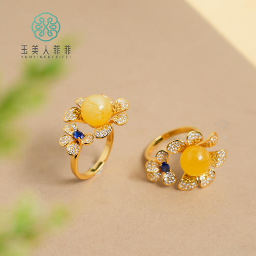 蜜蜡花戒指 商品图0