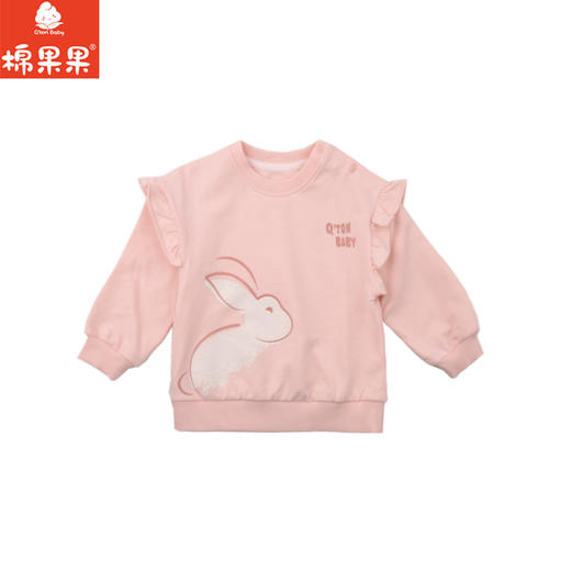 棉果果春季新品商场同款女童粉色小兔花边小毛圈圆领套头卫衣M122180225089 商品图1