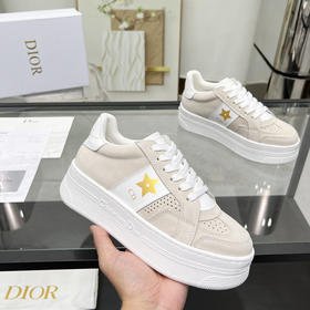 DIOR迪奥 Star 牛皮革 圆头系带 低帮 板鞋 女款 浅米色（HC）