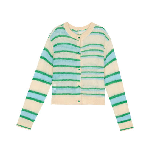 谜底条纹针织衫开衫2025春季新品设计感撞色圆领毛衣女251MZ0393 商品图4