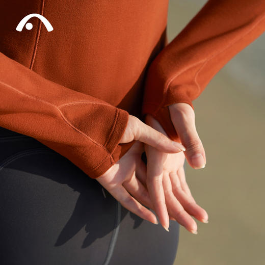 爱暇步2024冬季新款瑜伽服长袖加绒保暖户外运动跑步上衣女健身服 商品图3