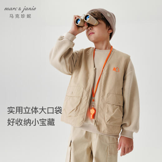 【山系户外】马克珍妮男童多口袋无袖工装风马甲上衣春秋装550352 商品图3