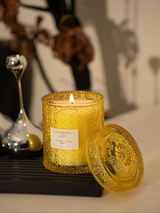 CHOEFULAN浮雕繁花玻璃杯香薰蜡烛550g 6种香型任选伴手礼自用送礼情趣格调 商品图6