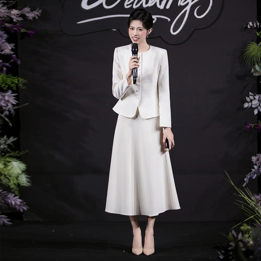 IWY/气质米白西装套裙高级感珠宝店工作服商务通勤两件套职业裙C2040+ S2102 商品图1
