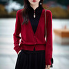 中国风假两件羊毛开衫，旗袍领针织套头毛衣中式盘扣羊绒打底外套NS3170 商品缩略图0