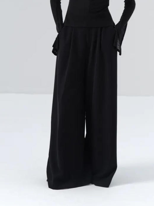 ranyepersonal｜pants 斜纹廓形黑色长裤  [ 黑TOUCH24TR01-1 ] 商品图4