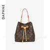 【达芙妮】老花抽绳水桶大容量斜跨女包DFN10278咖啡色 商品缩略图9
