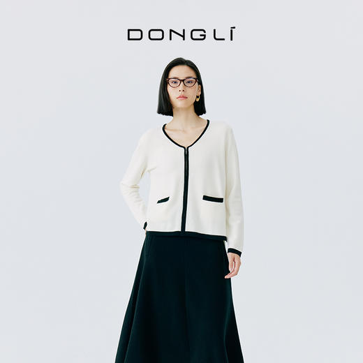 东黎 • 山羊绒女士撞色开衫 4630 商品图5