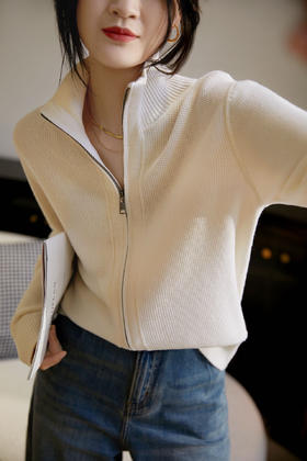 LEOIREA 复古双拉链羊毛开衫，版型挺括，多种搭配方式【G】