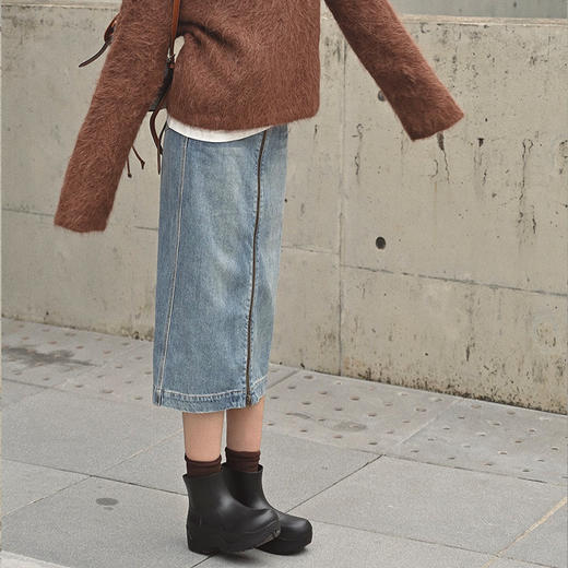 【顺丰包邮】42112 洛诗琳时髦百搭设计感双拉链头牛仔半身裙女573 商品图2