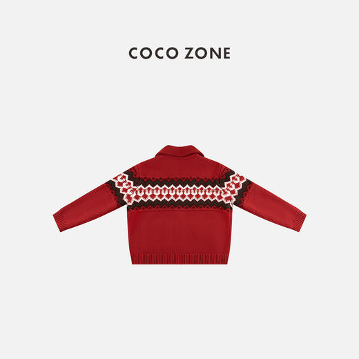 COCO ZONE 冬季费尔岛立领双头拉链提花针织开衫CC1D2761 商品图1