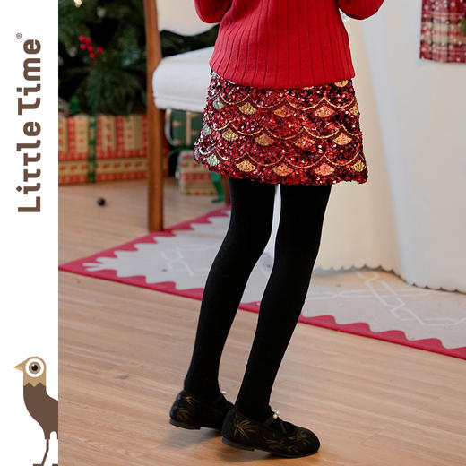 littletime童装亮片短裙子女儿童2024秋冬新款人鱼公主超短半裙 商品图3
