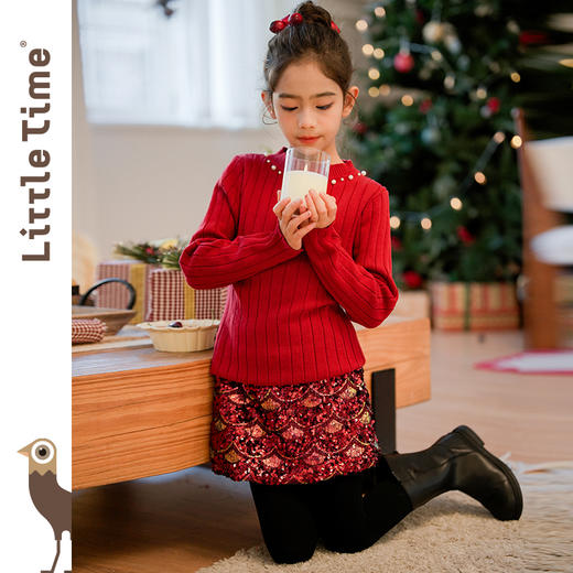 littletime童装亮片短裙子女儿童2024秋冬新款人鱼公主超短半裙 商品图1