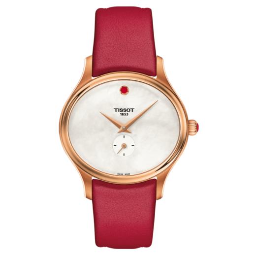 HCT1033103611101X瑞士天梭 臻时系列红宝石珍珠贝母表盘时尚女士石英手表皮带【没电】 商品图0