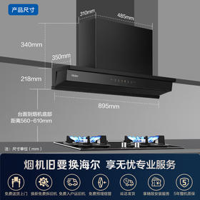 海尔（Haier）抽油烟机 小巧超薄欧式顶吸顶侧一体油烟机 26风量大吸力 挥手智控热熔自清洁
