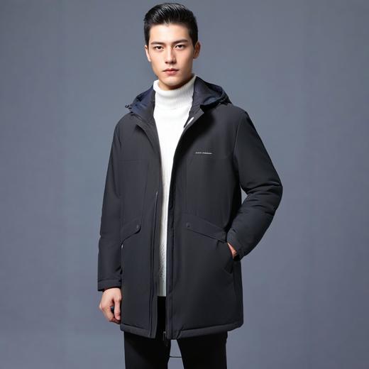 【双面穿 可拆卸帽】罗蒙秋冬男装羽绒服男士中长款连帽羽绒服舒适保暖外套男 商品图1
