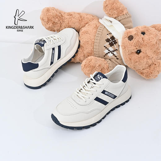 经典鲨2024年秋季新款男士系带平底休闲鞋阿甘鞋KW08-D33281 商品图0