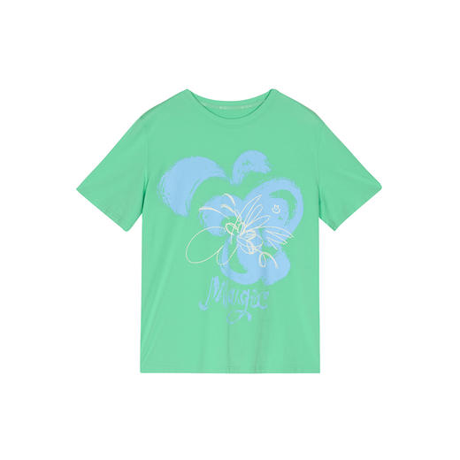 谜底T恤短袖女2025春季新品涂鸦感印花百搭圆领宽松上衣251MT0123 商品图4