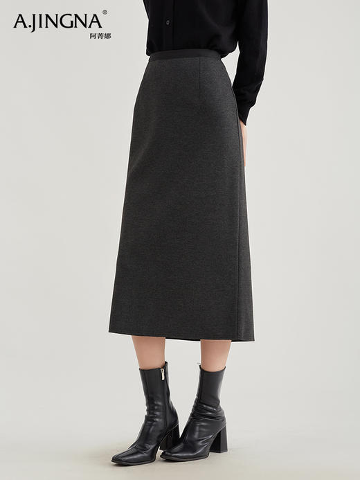 【浪漫气质】阿菁娜法式优雅轻奢羊驼毛直筒半身裙F29D213030 商品图0