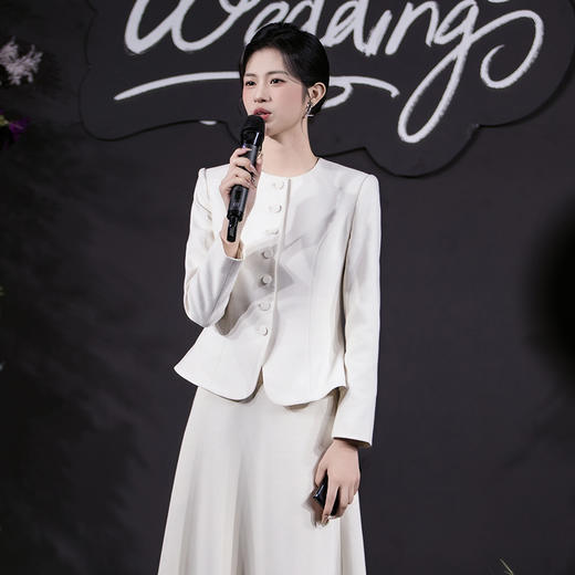 IWY/气质米白西装套裙高级感珠宝店工作服商务通勤两件套职业裙C2040+ S2102 商品图2