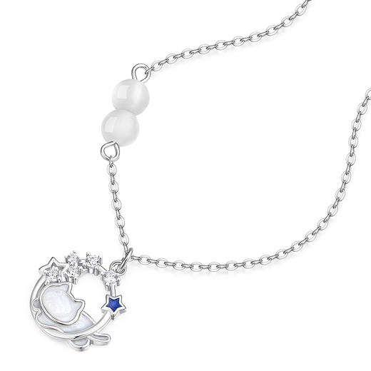 卡蒂罗/KADER 星空猫项链 童趣可爱小猫咪璀璨星辉梦幻吸睛可调节锁骨链 闪耀星点甜美少女心串珠链 925银 商品图1