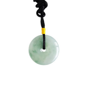 【天然正品】天然糯冰种飘花平安扣翡翠（吉祥、如意）吊坠项链30.5*30.5*4.6MM（皆取最大值）中性款现售价：1880！191224AH80