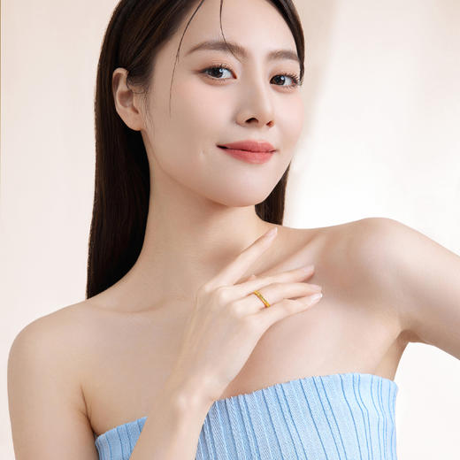 周六福黄金戒指足金爆闪碎碎冰碎金金女计价指环手饰送女友礼物 商品图3