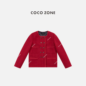 COCO ZONE 法式小香风双排扣百搭气质圆领外套CC1D2655