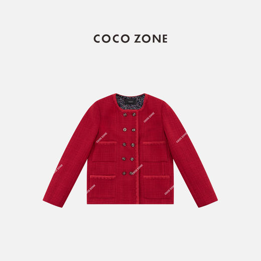 COCO ZONE 法式小香风双排扣百搭气质圆领外套CC1D2655 商品图0